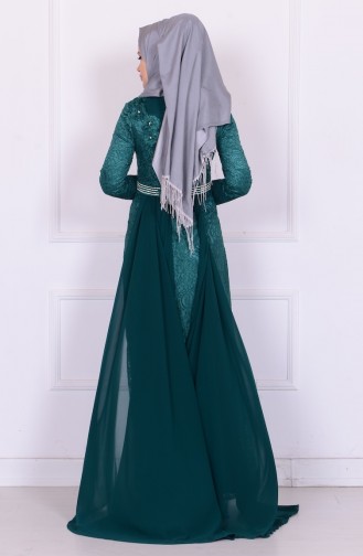 Green Hijab Evening Dress 6114-02