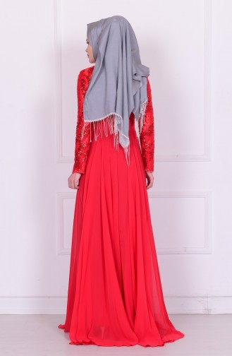 فستان من الشيفون لون  احمر 6202-01