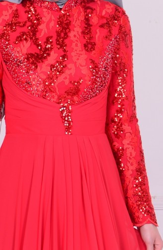 فستان من الشيفون لون  احمر 6202-01