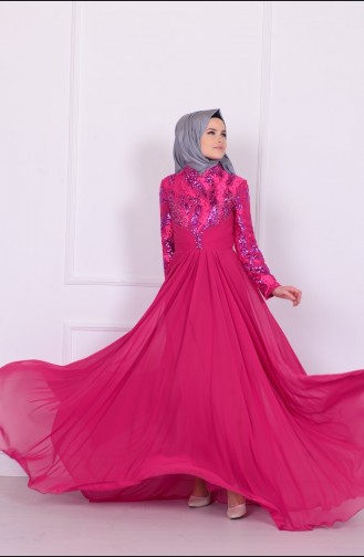 Lilac Hijab Evening Dress 6202-03