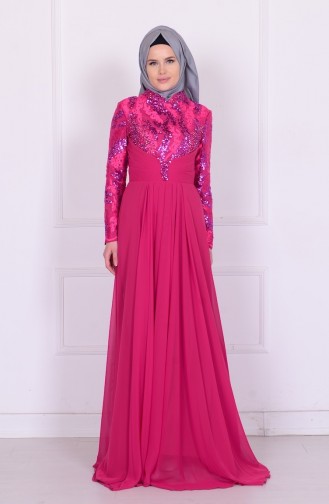 فستان من الشيفون لون رمادي  6202-03