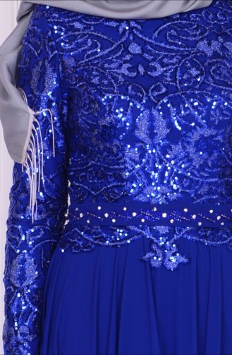 Saks-Blau Hijab-Abendkleider 6203-01