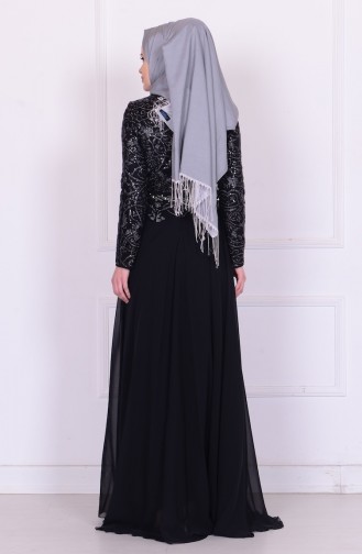 Black Hijab Evening Dress 6203-03