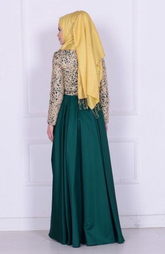 Green Hijab Evening Dress 6306-01