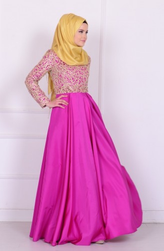 Lilac Hijab Evening Dress 6306-03