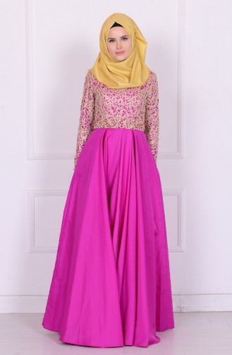 Lilac Hijab Evening Dress 6306-03
