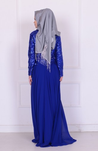 Saxe Hijab Evening Dress 6803-04