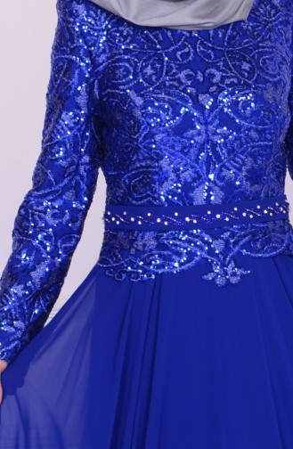 Saks-Blau Hijab-Abendkleider 6803-04