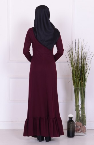 Weinrot Hijab Kleider 2754-01