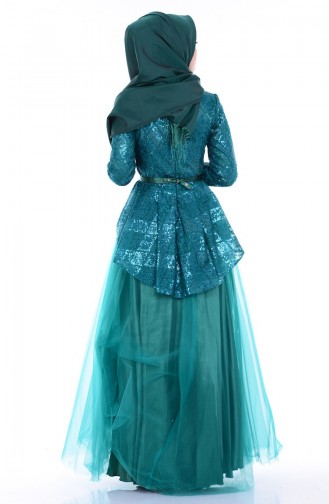 Robe de Soirée en Tulle 6107-04 Vert 6107-04