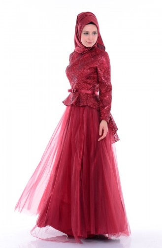 Rot Hijab-Abendkleider 6107-05