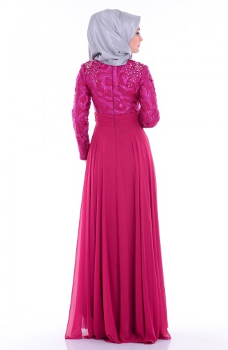 Embroidered Chiffon Evening Dress6213-01 Dark Fuchsia 6213-01