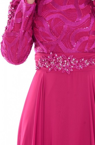 Embroidered Chiffon Evening Dress6213-01 Dark Fuchsia 6213-01