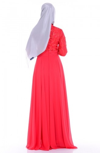 Vermilion Hijab Evening Dress 6213-04