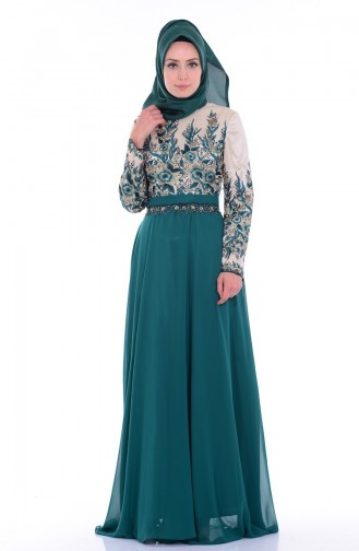 Grün Hijab-Abendkleider 6277-01