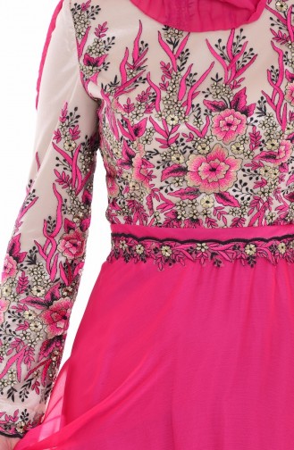 Robe de Soirée a Dentelle 6277-02 Fushia 6277-02