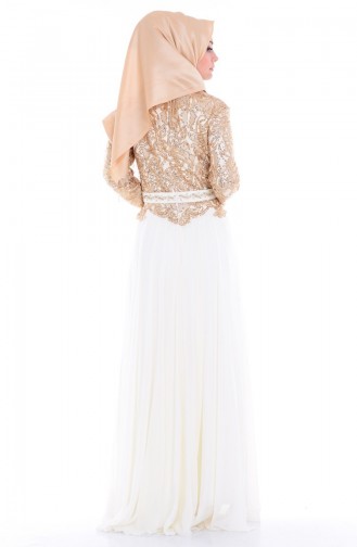Gold Hijab Evening Dress 6803-01
