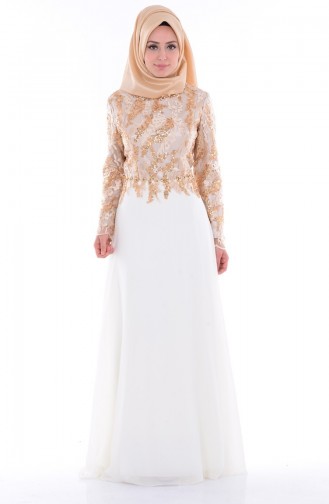 Gold Hijab Evening Dress 6819-02