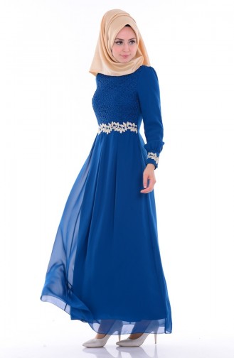 Petrol Blue Hijab Dress 51983A-11