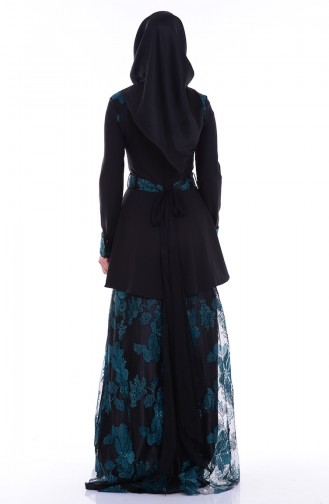 Green Hijab Evening Dress 5702-01