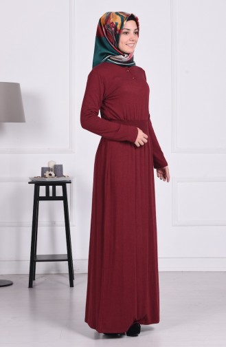 Belden Lastikli Elbise 4650-05 Bordo