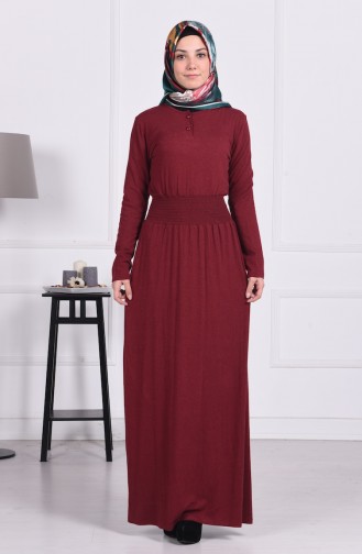 Belden Lastikli Elbise 4650-05 Bordo