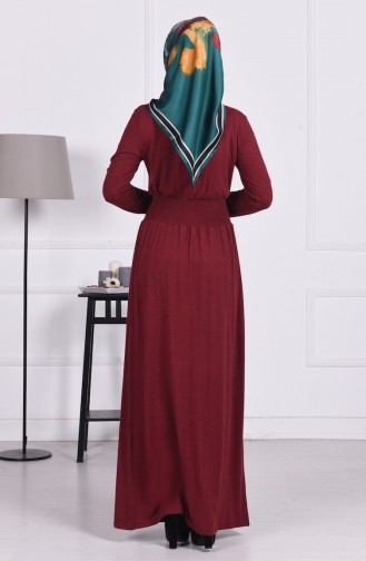 Belden Lastikli Elbise 4650-05 Bordo