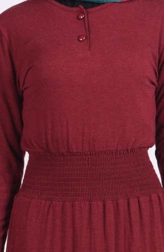 Belden Lastikli Elbise 4650-05 Bordo