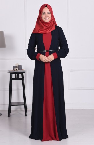Navy Blue Hijab Dress 2216-04