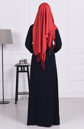 Navy Blue Hijab Dress 2216-04