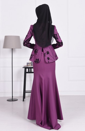 Purple Hijab Evening Dress 1079-01