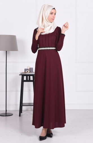 Claret Red Hijab Dress 2735-02