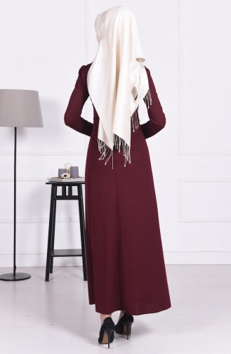 Claret Red Hijab Dress 2735-02