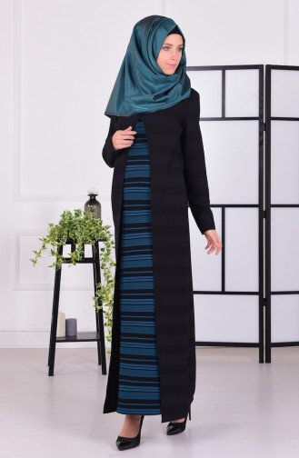 Petrol Blue Hijab Dress 2597-01