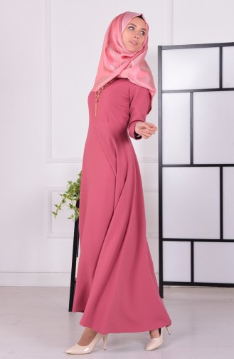 Robe Hijab Rose Pâle 4055-12