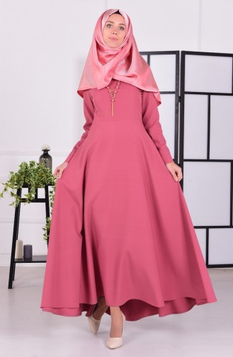 Robe Hijab Rose Pâle 4055-12