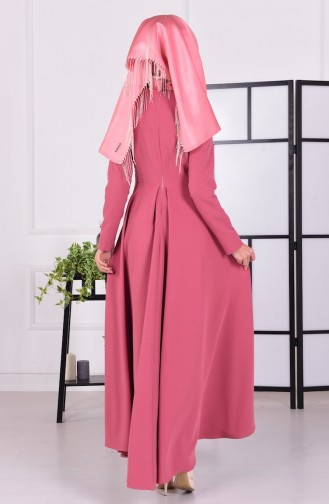 Beige-Rose Hijab Kleider 4055-12