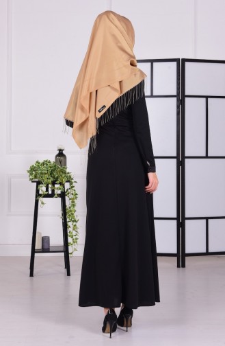 Schwarz Hijab Kleider 2718-01