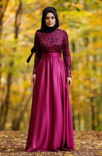 Flieder Hijab-Abendkleider 1042-07