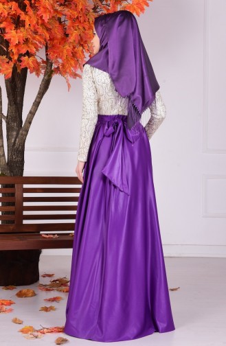 Purple Hijab Evening Dress 1043-05