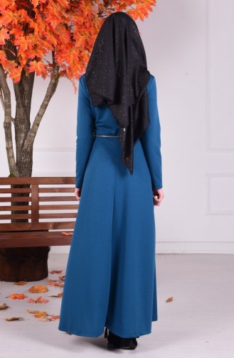 Petrol Hijab Dress 4076-02