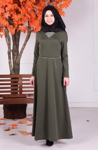 Khaki Hijab Dress 4076-04