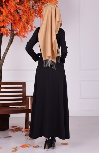 Schwarz Hijab Kleider 4078-01
