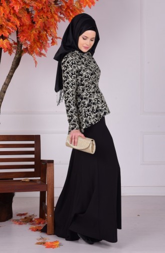 Black Hijab Evening Dress 1129-01