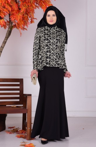 Black Hijab Evening Dress 1129-01