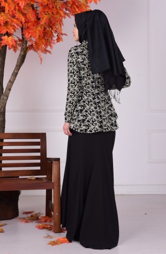 Schwarz Hijab-Abendkleider 1129-01