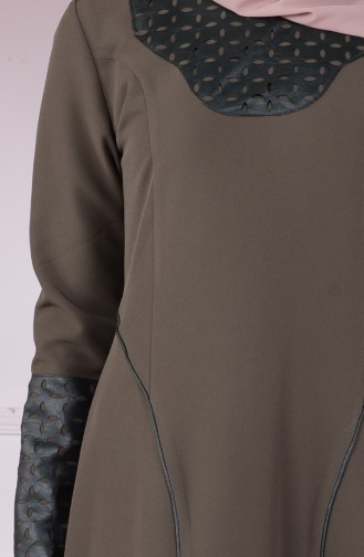 Khaki Hijab Dress 1077-02