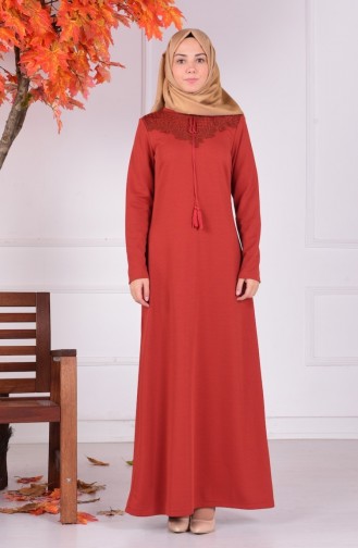 Brick Red Hijab Dress 4061-05