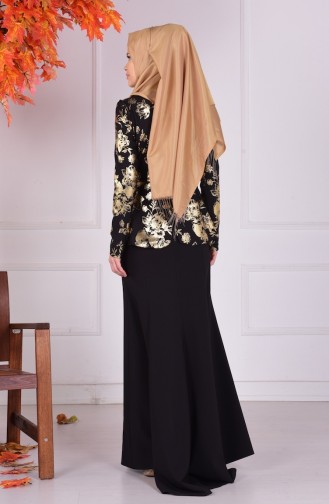 Black Hijab Evening Dress 1057-03