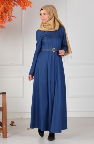 Navy Blue Hijab Dress 1843-01
